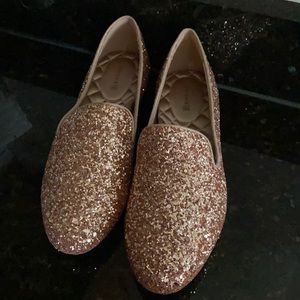 Brand new rose gold glitter loafers
